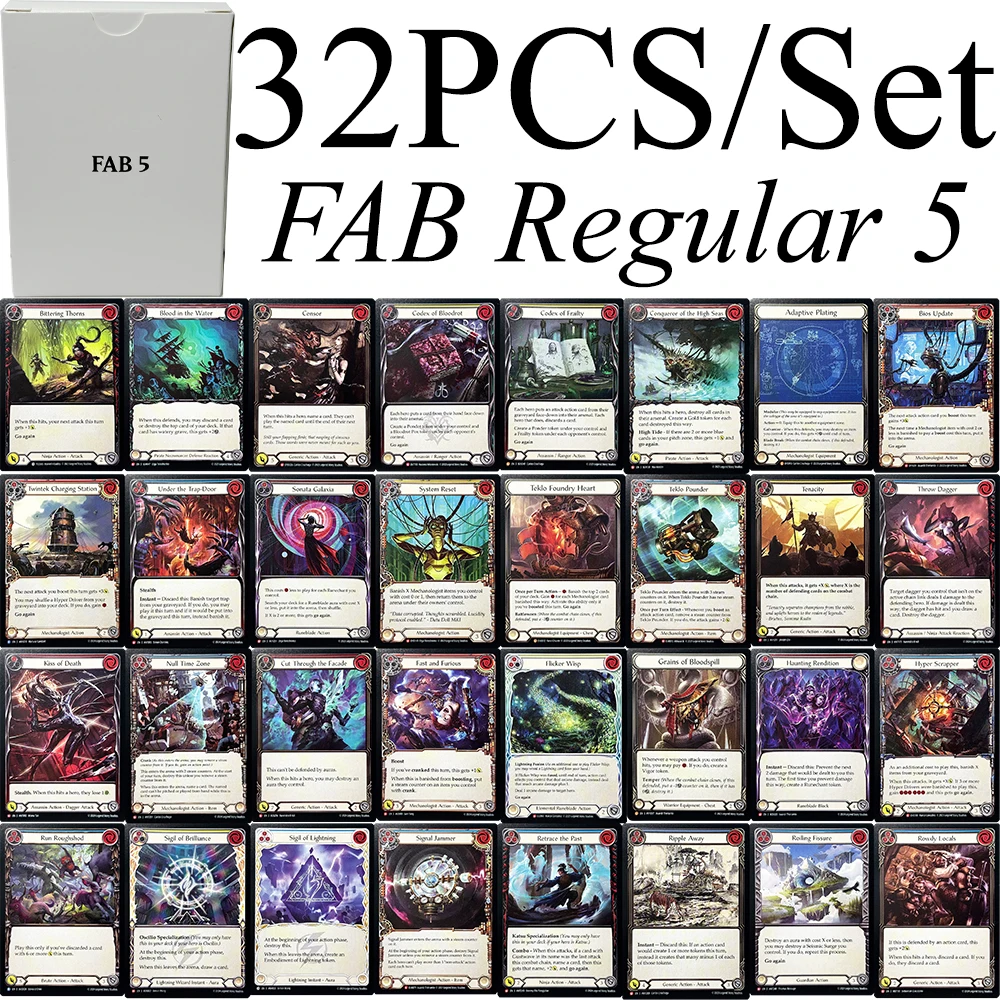 

34 PCS/Set FAB Regular Proxy TCG Game Cards Bios Update Bittering Thorns Adaptive Plating Censor Codex of Bloodrot Flicker Wisp