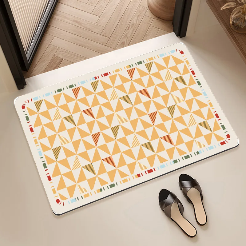 

Geometric Design Diatom Mud Floor Mat Toilet Door Quick-Drying Water-Absorbing Non-Slip Cushion Bathroom Door Floor Mat