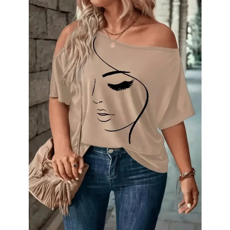 

Plus Size 1XL-5XL Women Casual Hollow Out Printing Sweatshirts Women Loungewear Fashion Short Batwing Sleeve Top