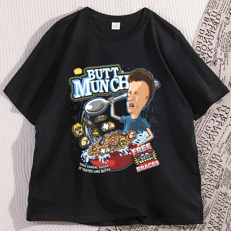 Funny Nerd Gamer 90s Graphic T Shirts Beavis and Butthead T-Shirt Men Women Casual Cotton Short Sleeve Round Neck Tshirts