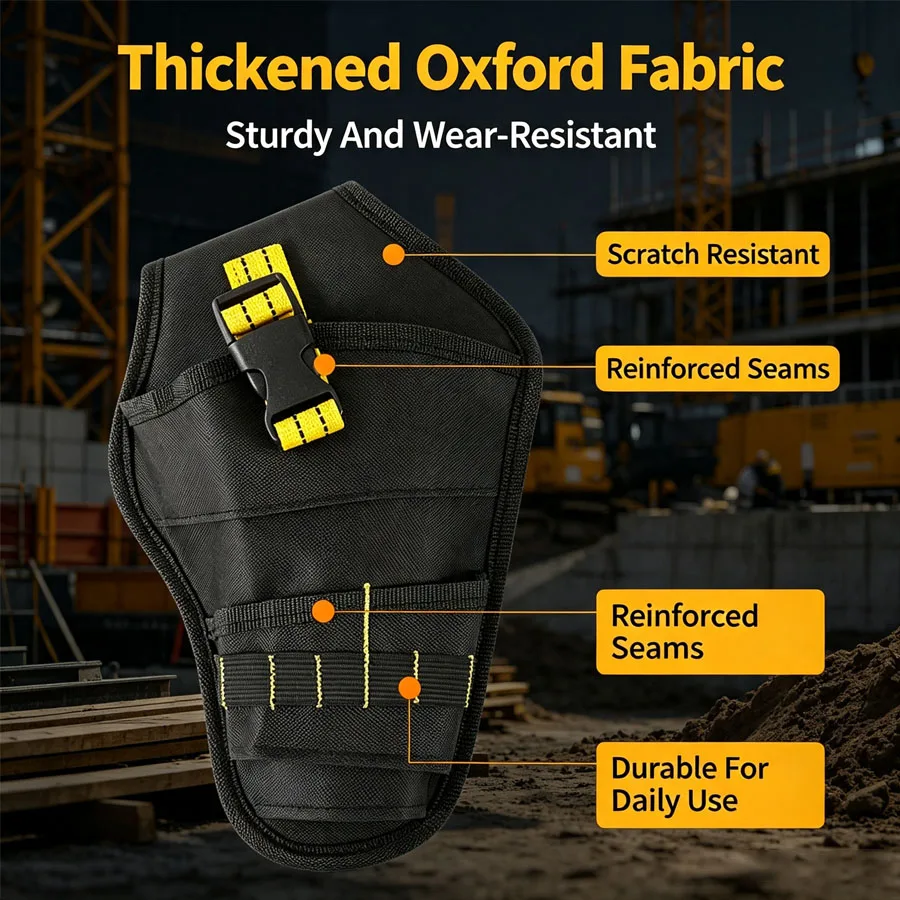 Thickened 600D Oxford Cloth Tool Waist Bag,Multifunctional Waterproof Wear‑Resistant Electrician Work Pouch