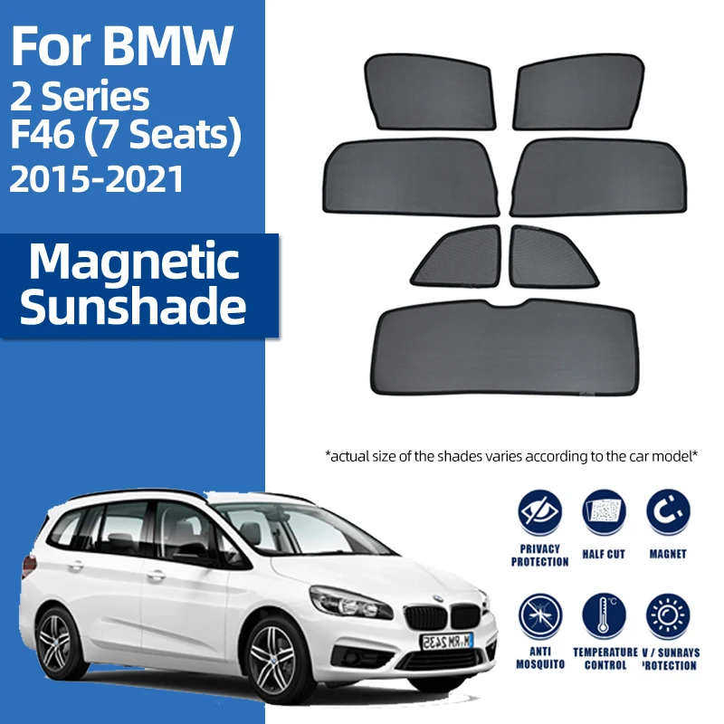 

For BMW 2 Series Gran Tourer F46 2014-2022 Magnetic Car Sunshade Front Windshield Curtain Rear Side Baby Window Sun Shade Visor