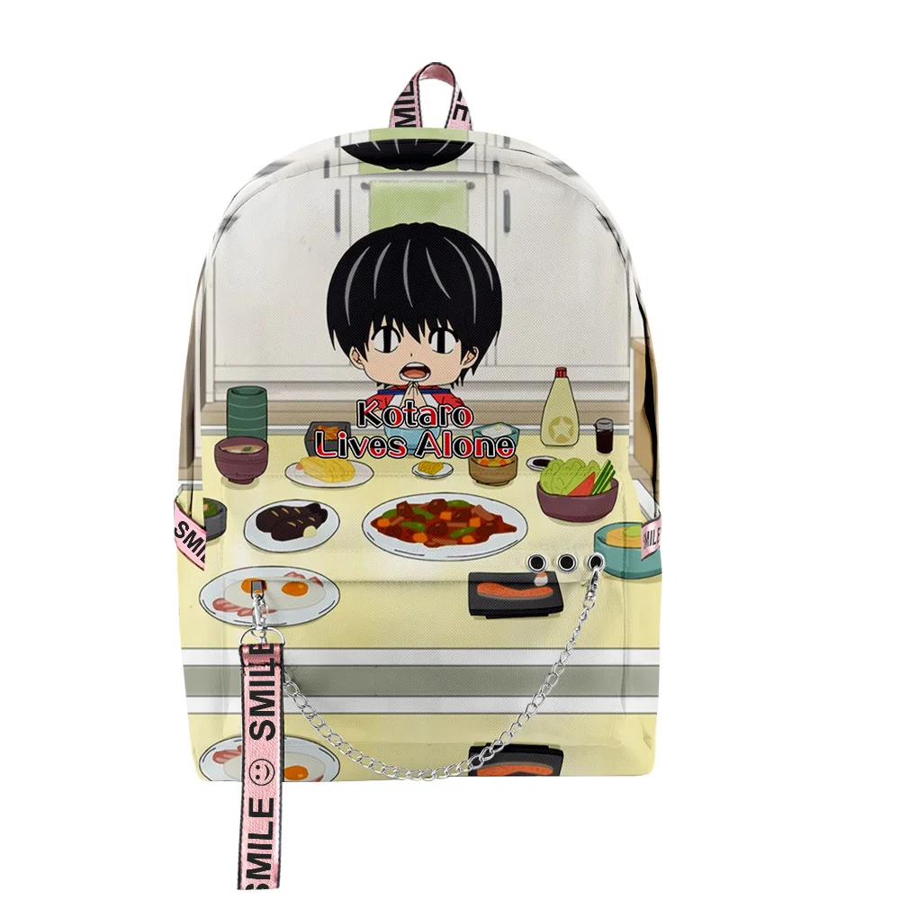 Harajuku novità Kotaro Lives Alone Anime 3D Print School Bags Unisex Oxford Waterproof Notebook zaini da viaggio multifunzione