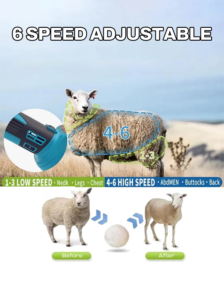 

Electric Cordless Sheep Shears Adjustable Speeds Electric Shearing Machine 13 Tooth Stainless Steel Blade for Farm Sheep, Goat