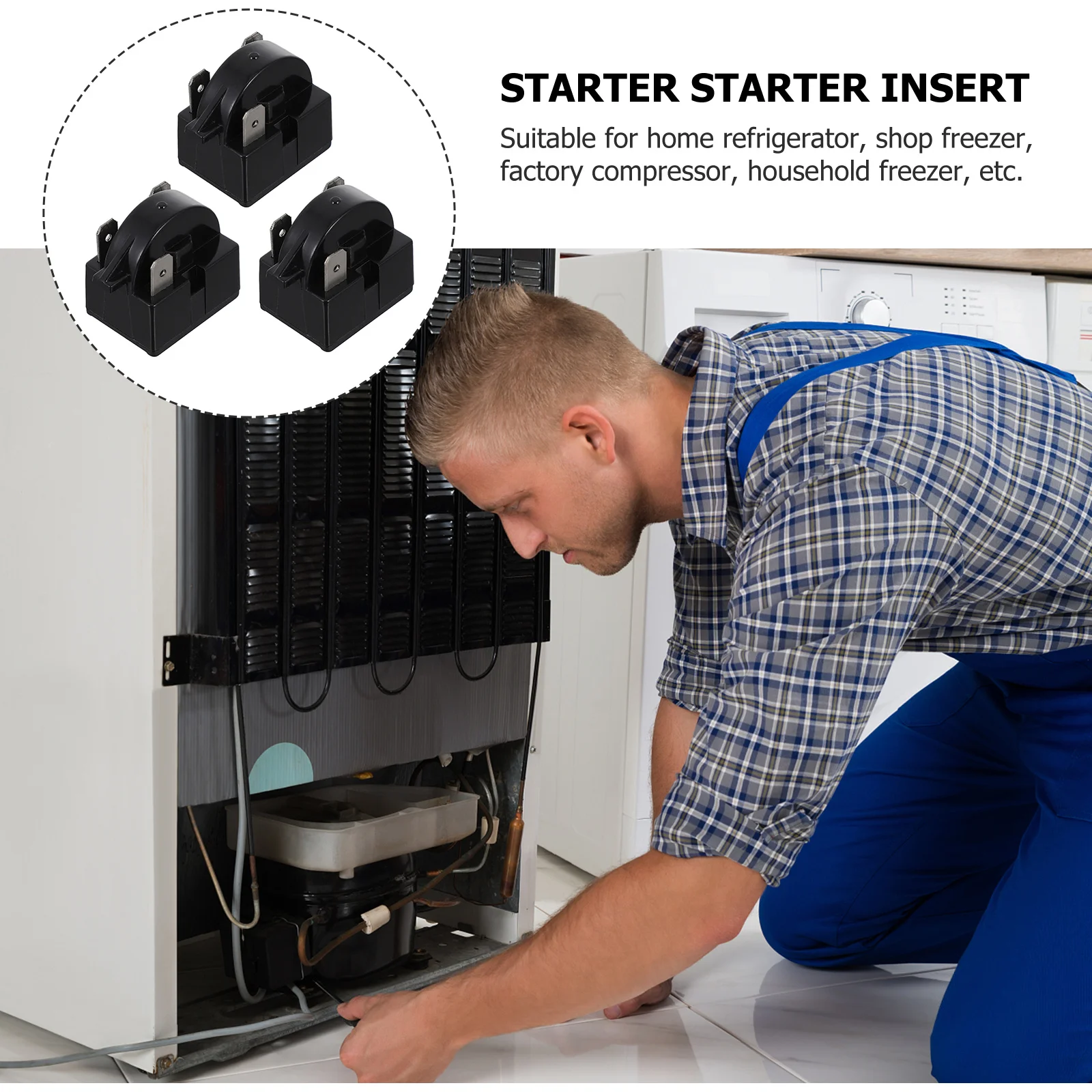 

3Pcs Refrigerator Starter Relay 3pin 220V 22ohm Easy Install Replacement Part for Freezer Compressor Relay Ptc Starter