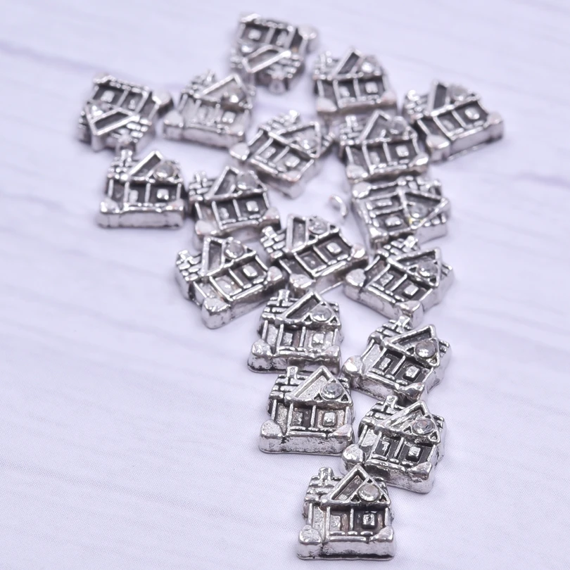 20Pcs/Lot Building House Castle Floating Charms кулон For Memory Medaillon Locket Necklaces Jewelry Bulk