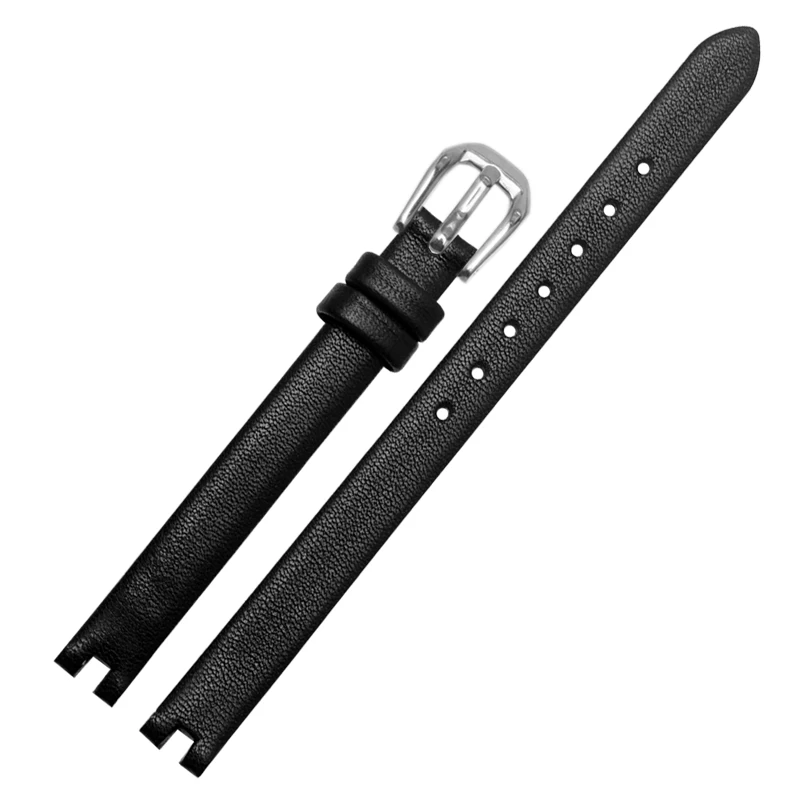 Genuine Leather Watch Band for Tissot Notch Strap 1853 Flamenco Series T003 209 for Women Only Watch Strap 8 10 12mm Black