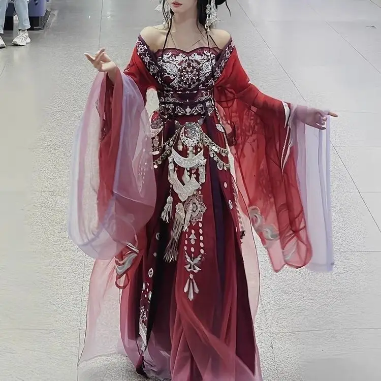 

[Lover Gu]New Style Hanfu Red Dress Suit Ethnic Han Costume Set Valentine's Day Red Embroidered Hanfu Cosplay Hanfu Dress Set