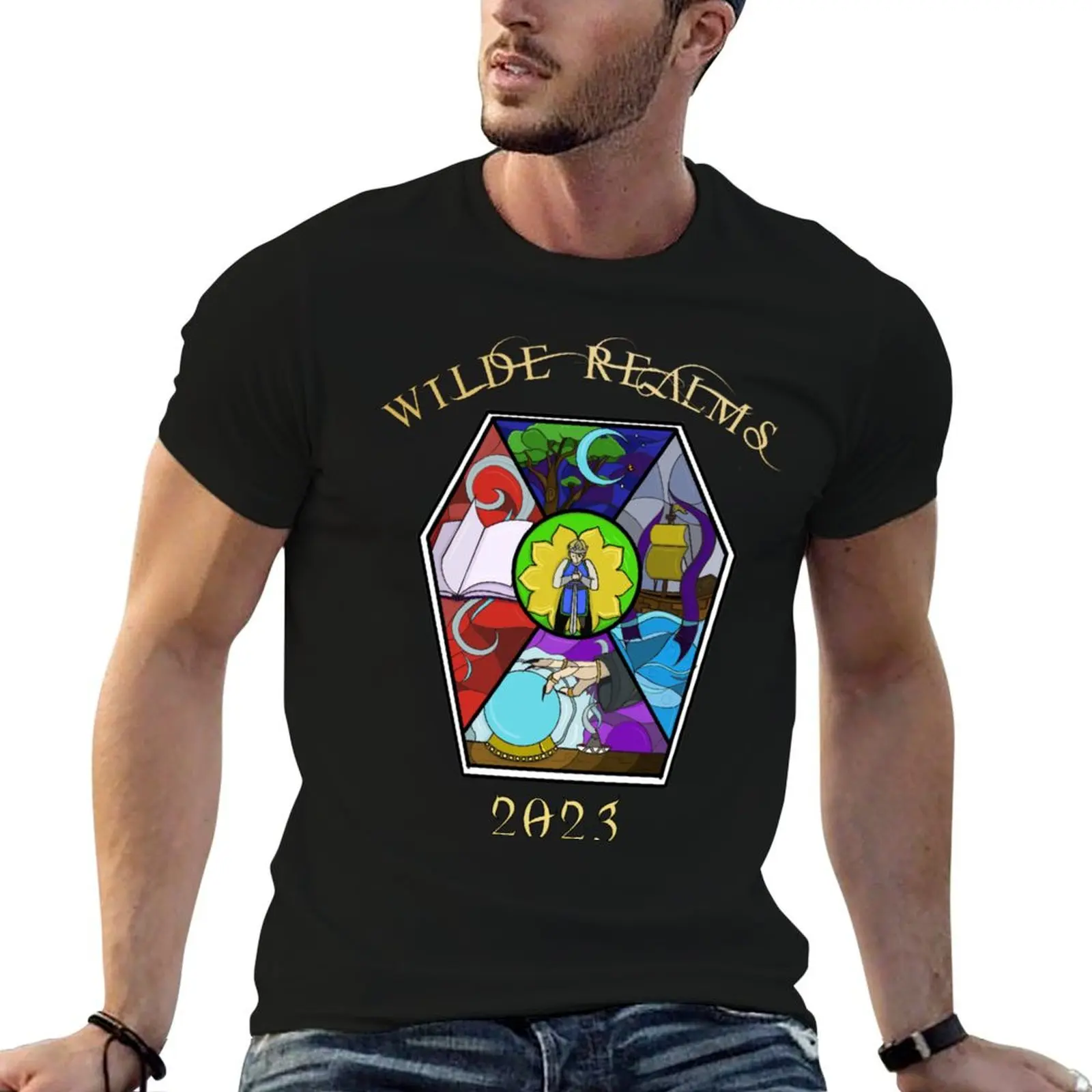 Wilde Realms Five Kingdoms Stained Glass T-Shirt shirts graphic man t shirt summer top oversized t shirt men