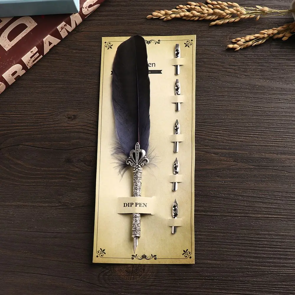 New European Gift Box Signature Vintage Quill  English Calligraphy Feather Pen Scuba Dive Writing