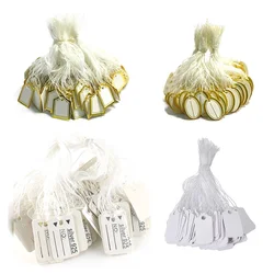 Jewelry Labels Business Cards 100Pcs/lot Price Tags Diy Tie String Jewelry Display Label Gold and Silver Small Tag