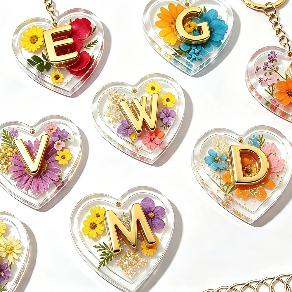 Moules en silicone complets 26 lettres et cœur pour résine époxy, pendentifs personnalisés, porte-clés, breloques de sac, artisanat de rentrée scolaire