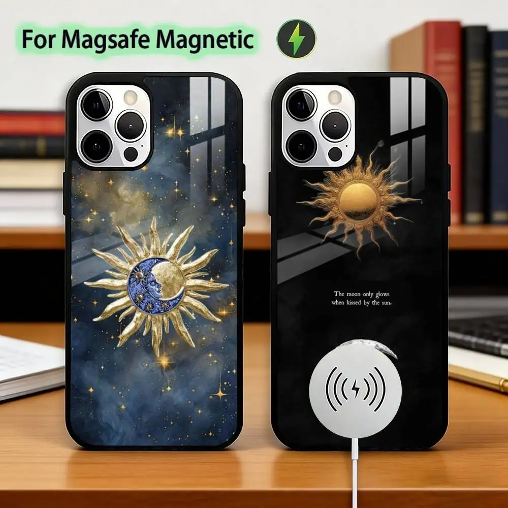 

Funny S-Sun Moon Face Phone Case For iPhone17,16,15,14,13,12,11 Plus,Pro Magnetic with Magsafe Wireless Charging