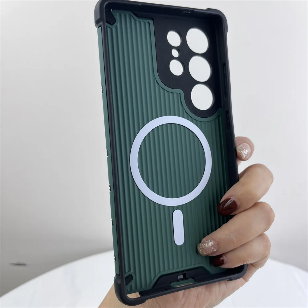 حافظة مدرعة مقاومة للصدمات لهاتف سامسونج جالاكسي S25 S24 S23 Ultra Plus A56 A36 A55 A54 A35 A34 A25 A15 A14 A13 لغطاء شحن Magsafe