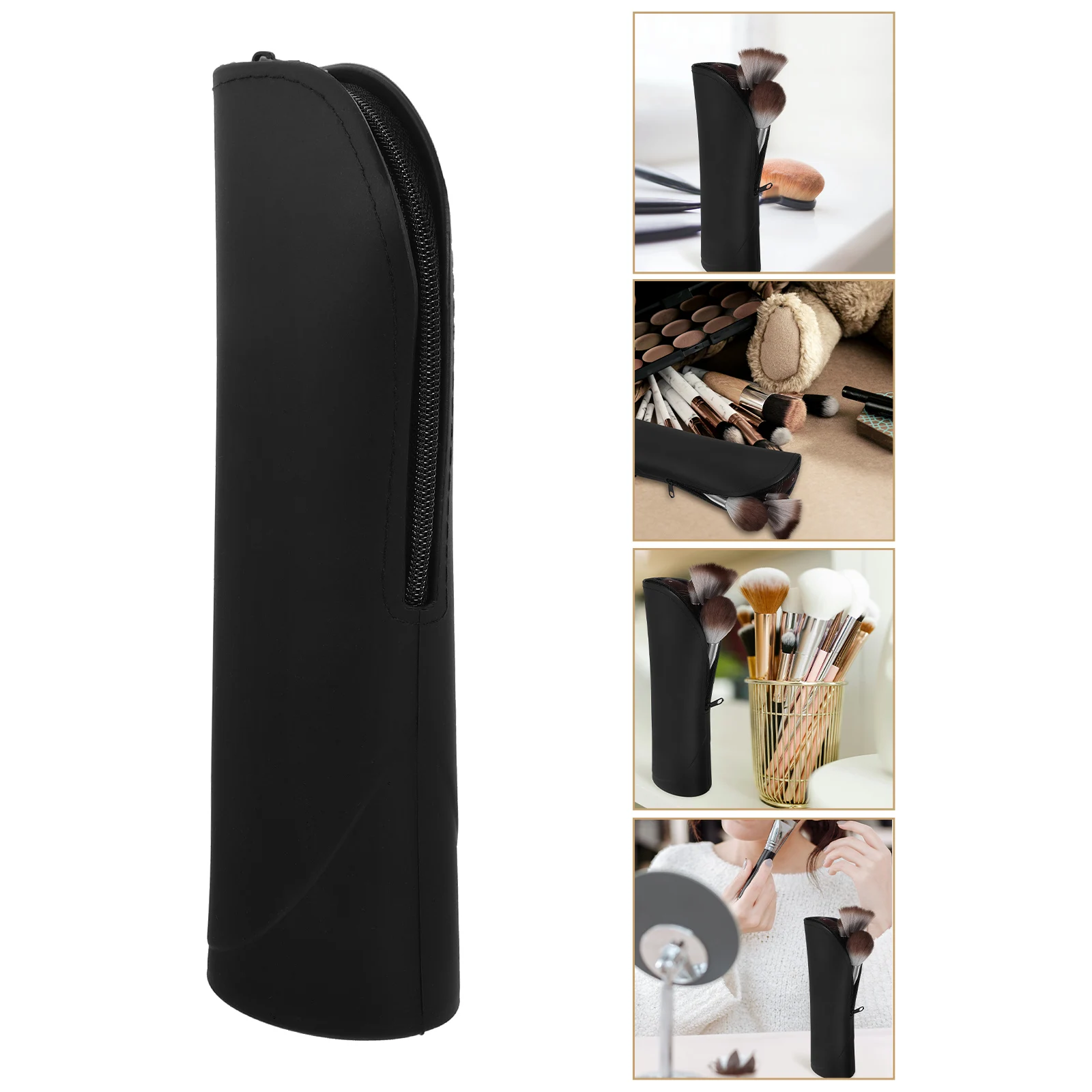 

Makeup Brush Bag Cardigan Color Vertical Storage ganizer Protective Pouch Durable Silicone Travel Holder Pen Eyeliner