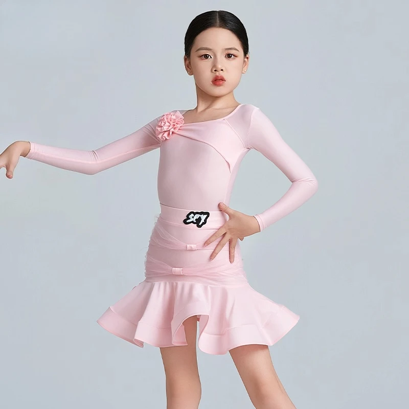 New Model Latin Dance Costume - High-end Children's Net Fabric Professional Training, Competition and Performance Attire