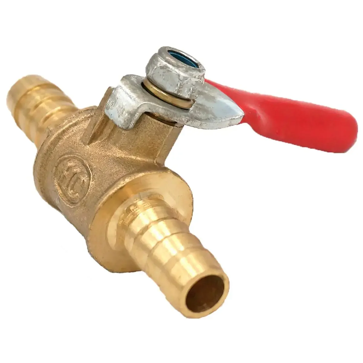 Fit Tube I.D 6/8/10/12/14mm Barbed Equal Brass Ball Valve With Red Handle For Water Air