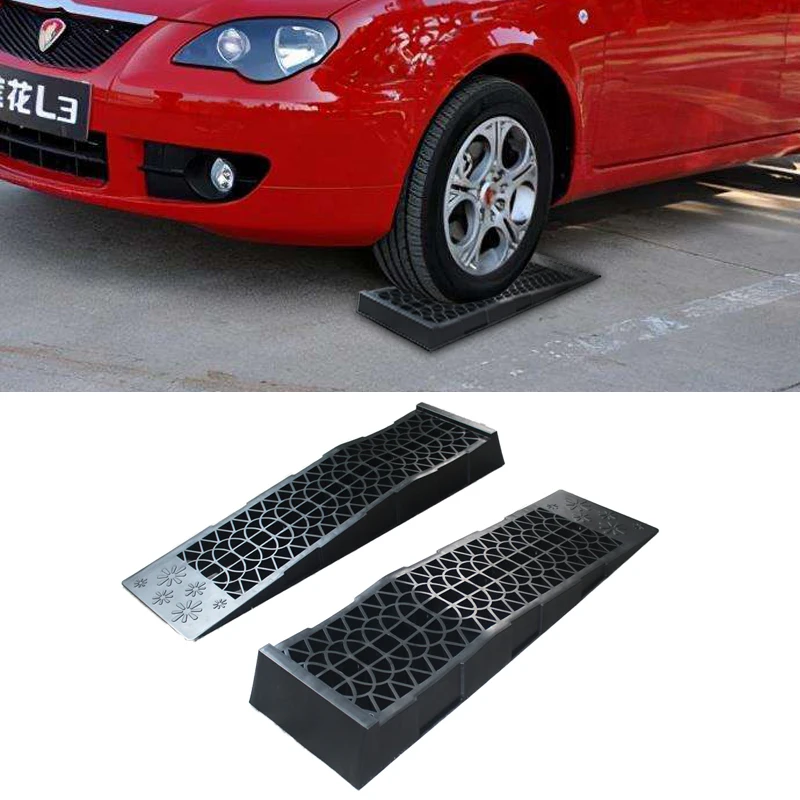 

2pcs/Pair 5000KG Capacity Heavy Duty Car Ramps 70cm Plastic Portable Loading Access Ramps Lift Repair Maintenance Jack Lift Tool