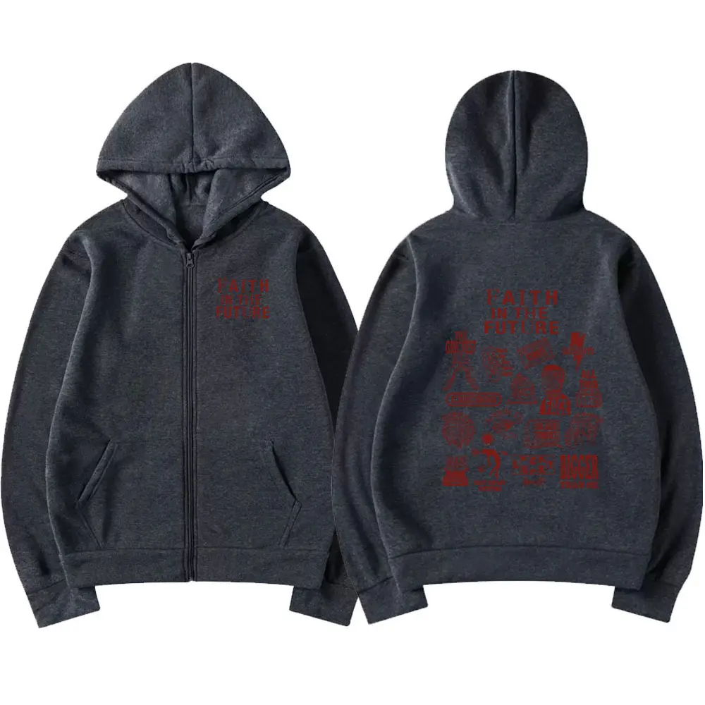 Faith in The Future 2024 Tour Concert Zipper Hoodie Men Fashion Vintage Zip Up Sweatshirts Harajuku Aesthetic Oversized Hoodies