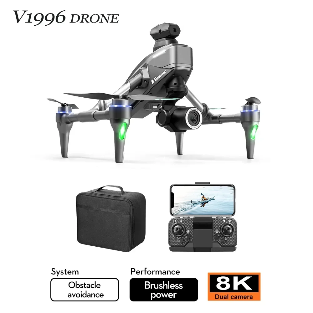 

V1996 2024 New WIFI FPV Drone Wide Angle HD 8K 1080P Camera Height Hold RC Foldable Quadcopter Dron Helicopter Toys Gift