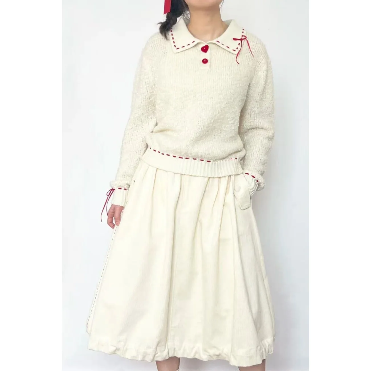 

Original Design Cr Red Velvet Knitwear Stand Collar Long Sve Thiened Winter Casual Loose Sle Women's Online Exclusive