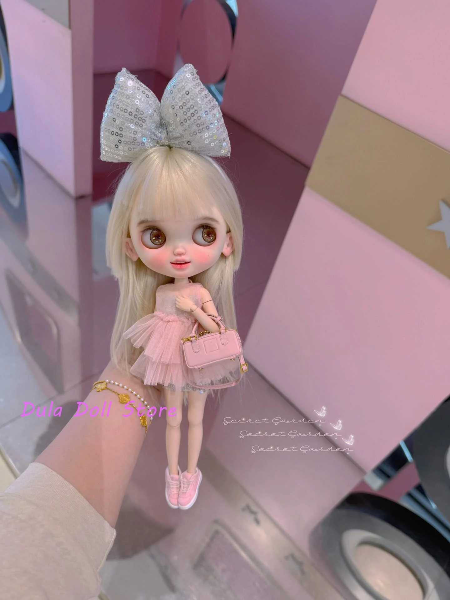 

Dula Doll Clothes for Blythe Pink girly gauze bow set ob24 ob22 Diandian Azone Licca ICY JerryB 1/6 Bjd Doll