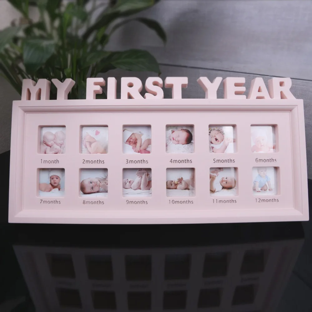 Ylsteed The First Year Baby Keepsake Picture Frame 0-12 Month  Monthly Grownth Photo Frame Souvenirs Newborn Photography Props