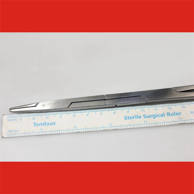 

JZ медицинский двойной шарнир с золотой ручкой, игольчатый держатель, золотое кольцо, удлиненный иглодержатель 26 см, хирургический инструмент для живота