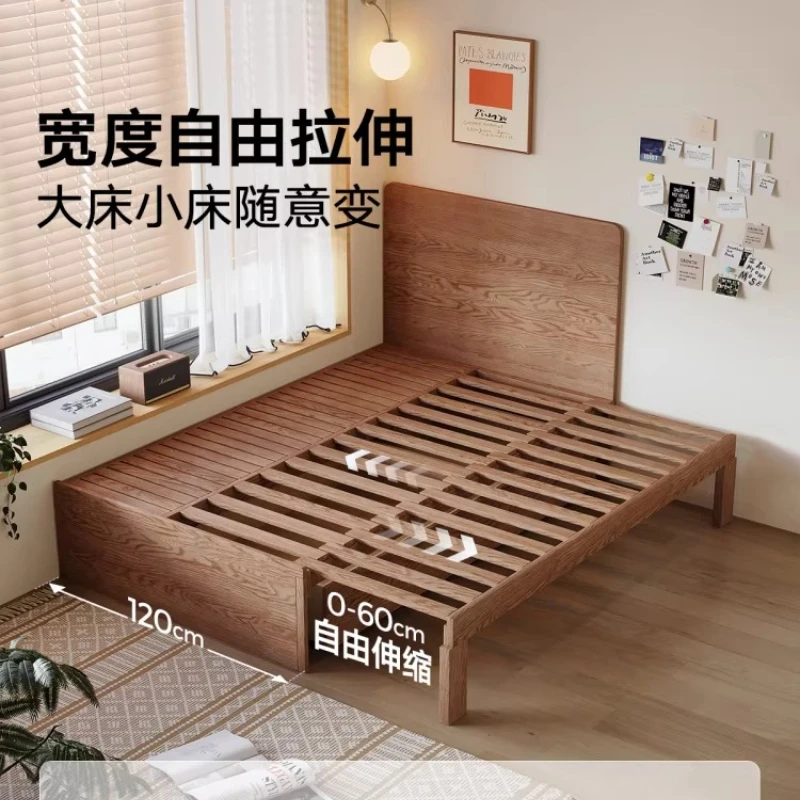 

Retractable solid wood bed, thin bedside small apartment, folding and pulling dual-purpose