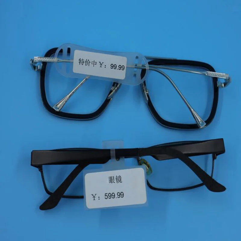 50pcs Optical Frame Slip On Label Base Eyewear Eye Glasses Slide Over Price Tag Jewelry Soft Strip Labels Plastic Holder Mount