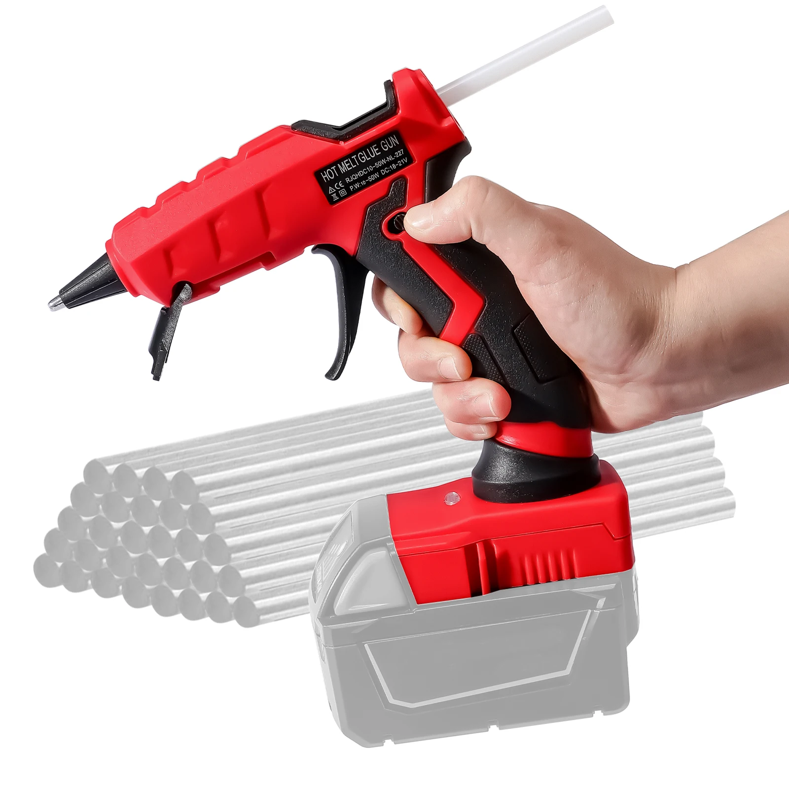 Cordless Hot Melt Pistola de Cola 50w mm Sticks para Milwaukee 18v Li-ion Bateria Ferramenta de Reparação Elétrica sem Bateria
