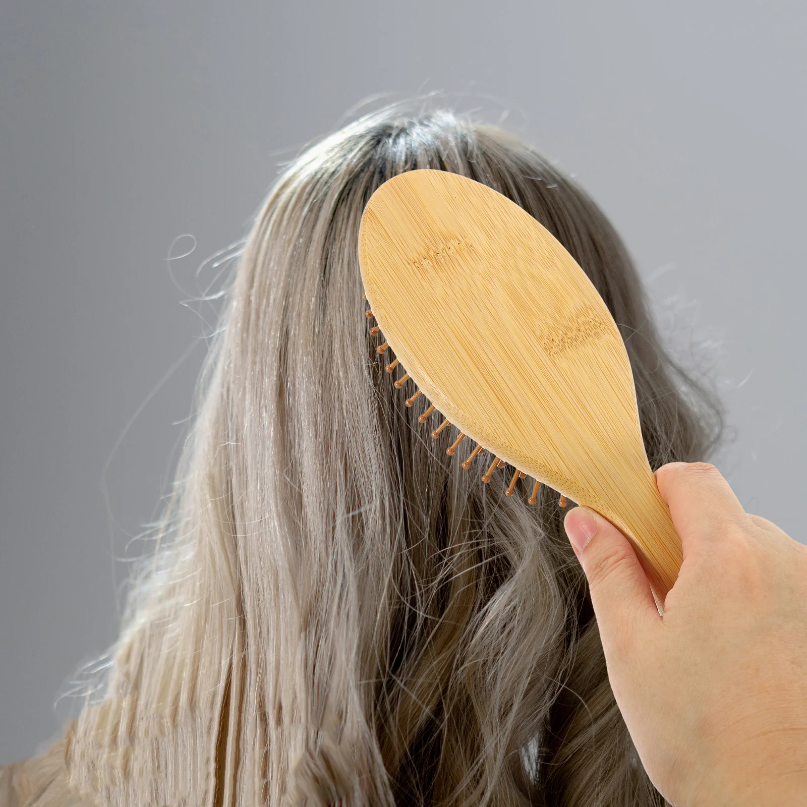 2 قطعة مشط تدليك فروة الرأس مادة الخيزران مكافحة ساكنة وفك تشابك الشعر أداة العناية للشعر الرطب والجاف مشط خشبي للرجال والنساء #3