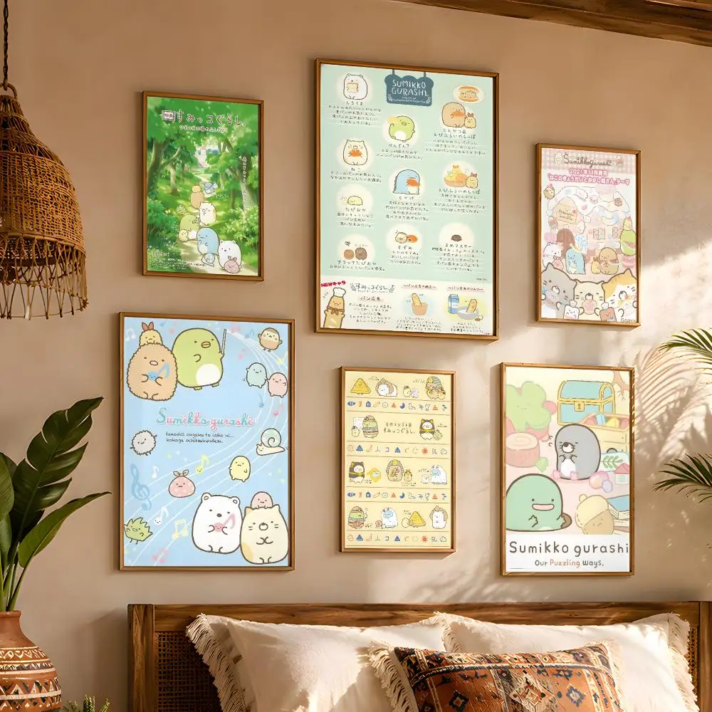 Cartoon Pink S-Sumikko Gurashi Trending Home Decor Rental Friendly Decor Living Room Wall Decor Poster
