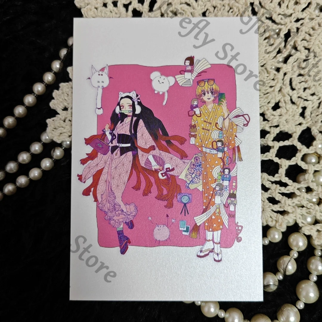 Kolekcja kart pocztowych Demon Slayer Anime Kamado Kanroji Mitsuri Tomioka Giyuu Tanjirou Iguro Obanai, ozdoby, prezent na Boże Narodzenie