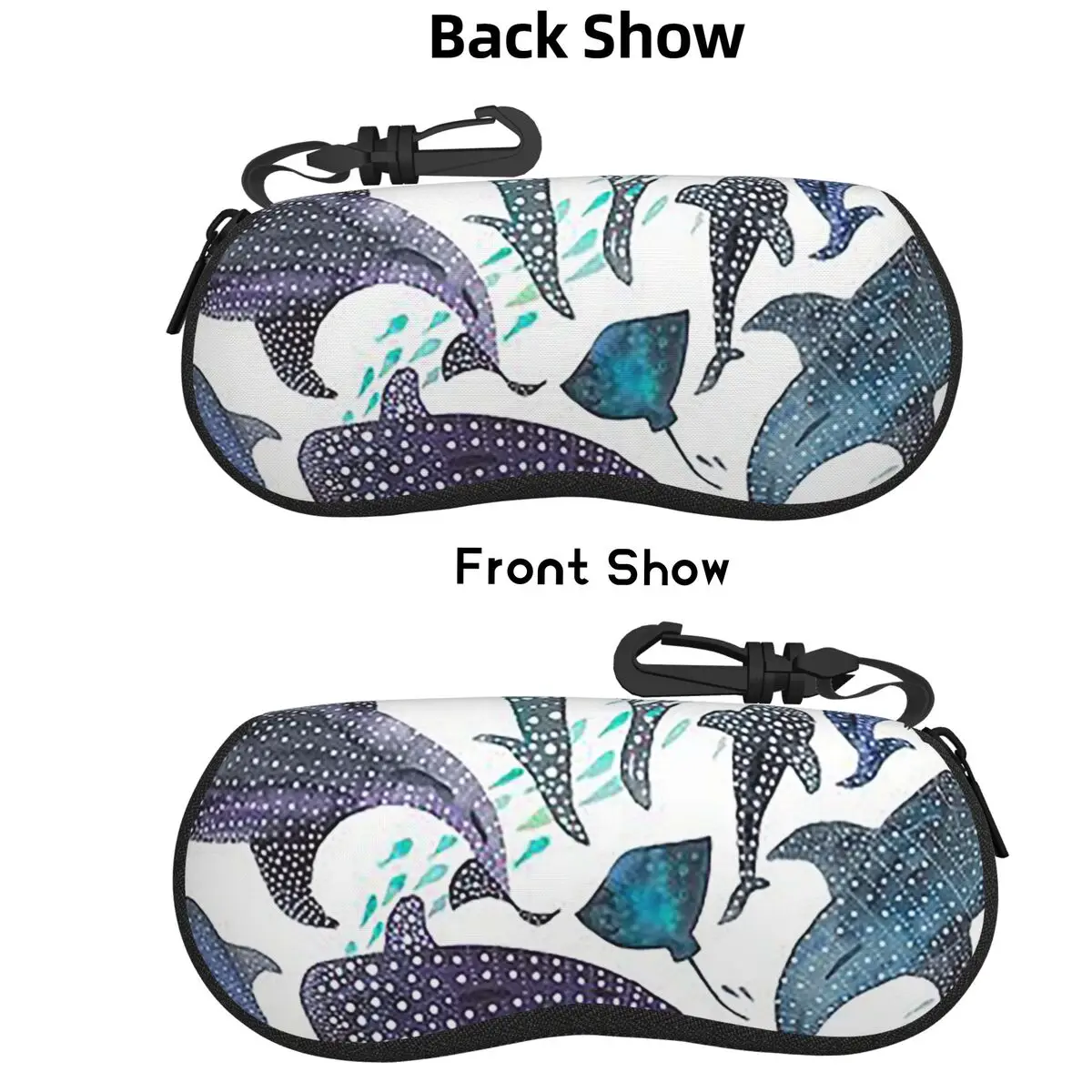 

Whale Shark, Ray And Sea Creature Play Shell Glasses Case Portable Sunglasses Box Women Men Soft Eyeglass Bag Pouch