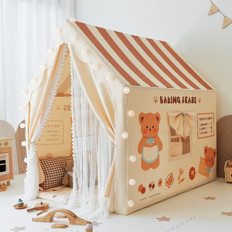 Tienda grande para niños, tienda de juguete para interiores para niños y niñas, tienda de juegos para niños, cortina de doble puerta, tiendas de juego transpirables de seguridad
