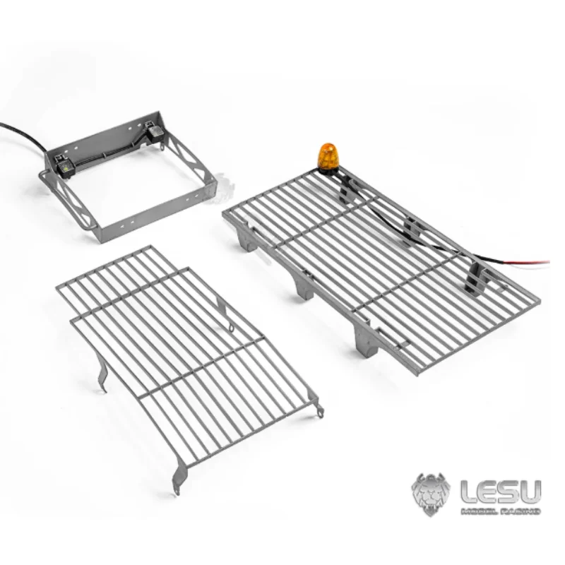 RC LESU 1/14 Cab Guardrail with Lighting LED Lamp for Tamiya Hydraulic Excavator Loader Dump Truck for VOLVO Tipper DIY Parts
