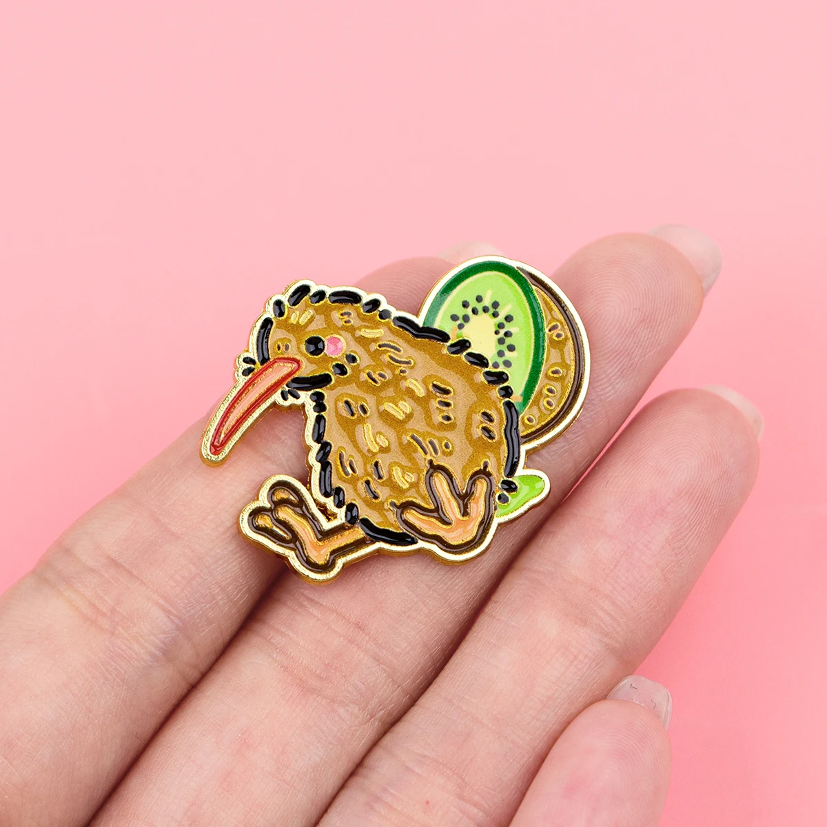 Precioso Pin Esmaltado de Pájaro Kiwi, Broches de Fruta Marrón para Solapa, Insignias para Mochila, Accesorios de Ropa, Joyería de Moda, Regalos