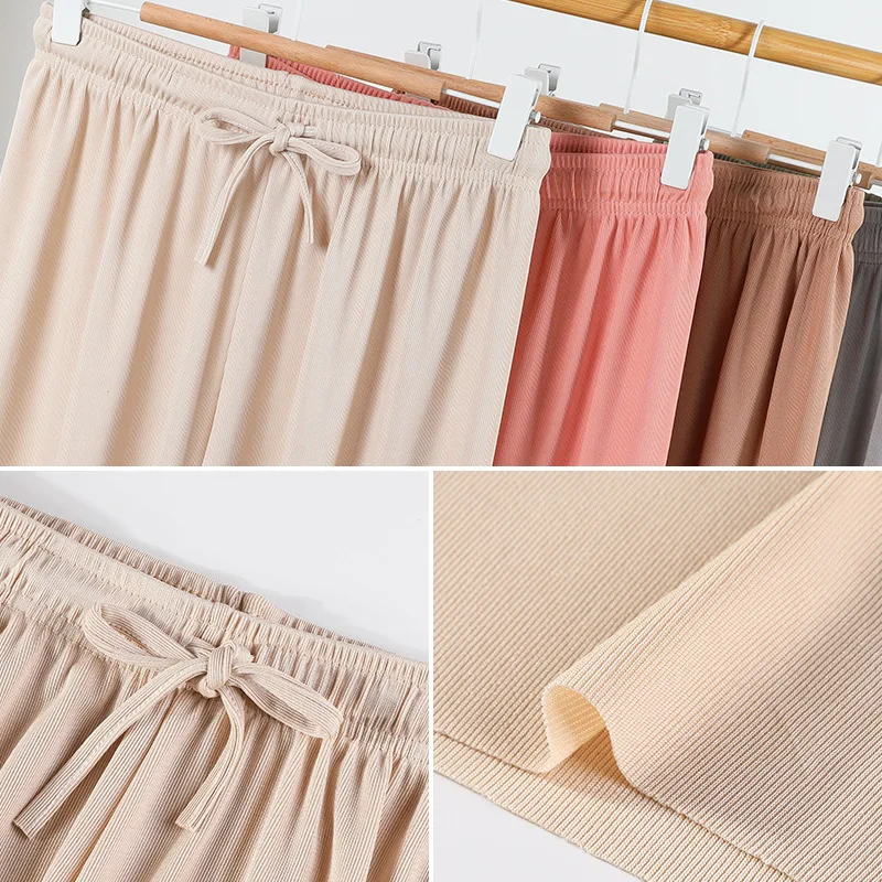 High Waist Women\'s Pants Ice Silk Woman Clothing Thin Youthful Woman Clothes Casual Korean Reviews Many Clothes Slim Loose Pants