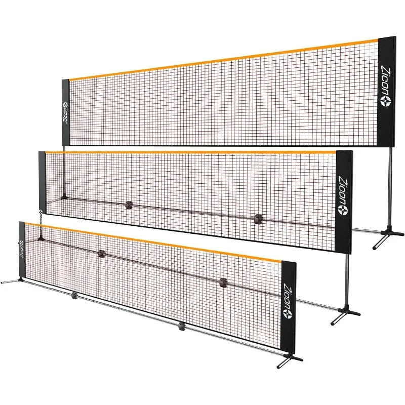 

Portable tennis net, stainless steel pole badminton net set adjustable height nylon net with carrying bag