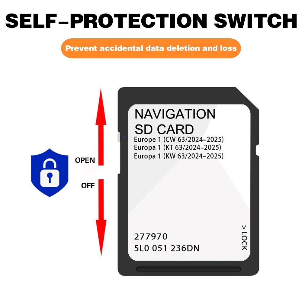 스코다 GPS 액세서리, 32GB MIB2 유럽 내비게이션 SD 카드, 5L0051236DN 2024-2025 A1, Discover Media Sat Navy, 빠른 배송