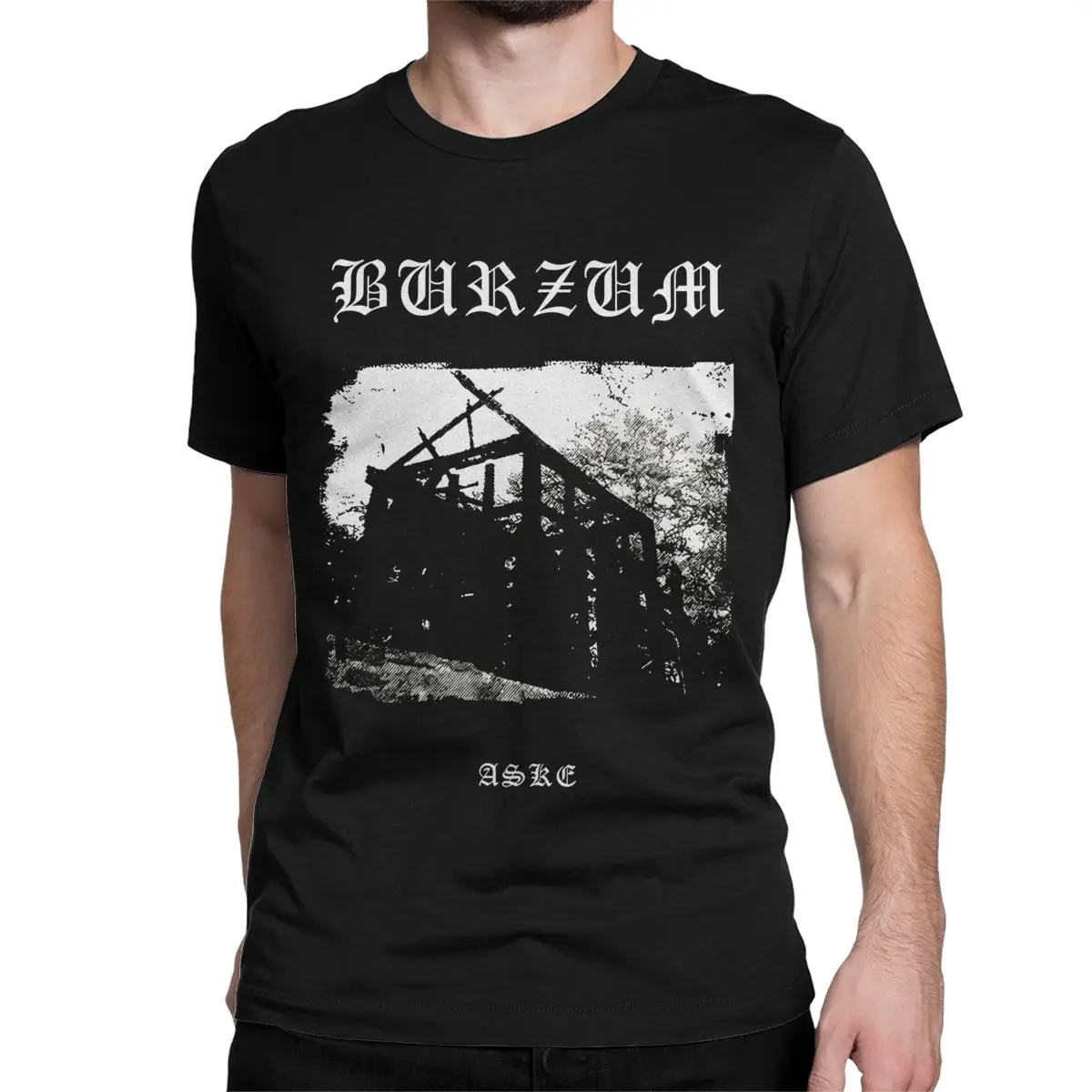 Men Women T-Shirt Aske Black Metal Rock Novelty Pure Cotton Tees Short Sleeve Burzum T Shirt Crew Neck Clothes Plus Size