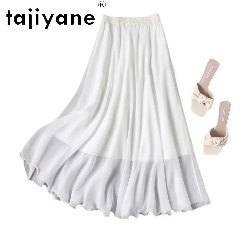 

TAJIYANE 100% натуральные шелковые юбки из тутового шелкопряда для женщин, элегантная белая юбка, летняя длинная юбка, женская одежда 2026, юбка женская