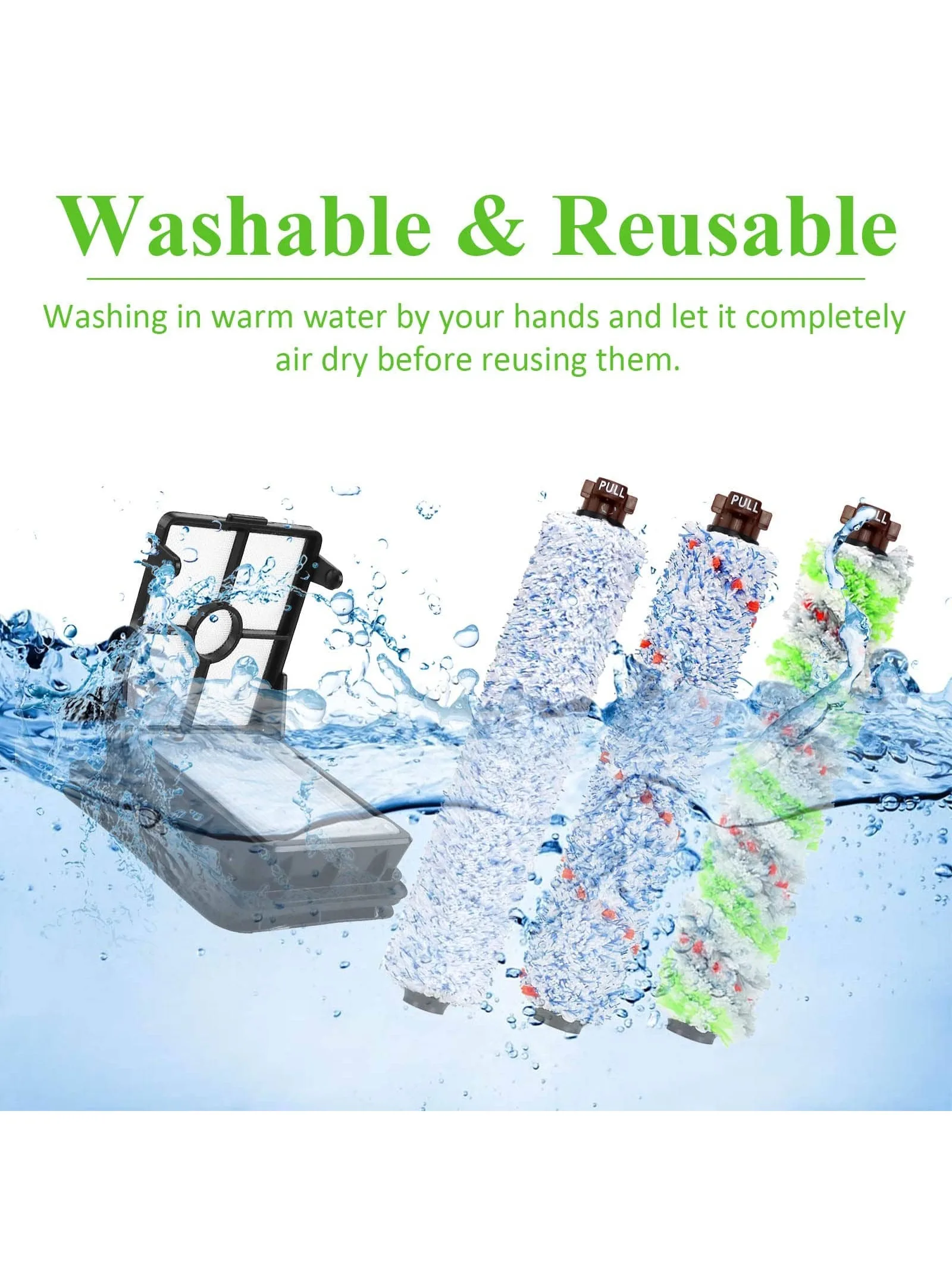 Pièces de rechange compatibles Bissell Crosswave, rouleau de brosse de nettoyage roulant et filtre pour Machine de nettoyage de sol