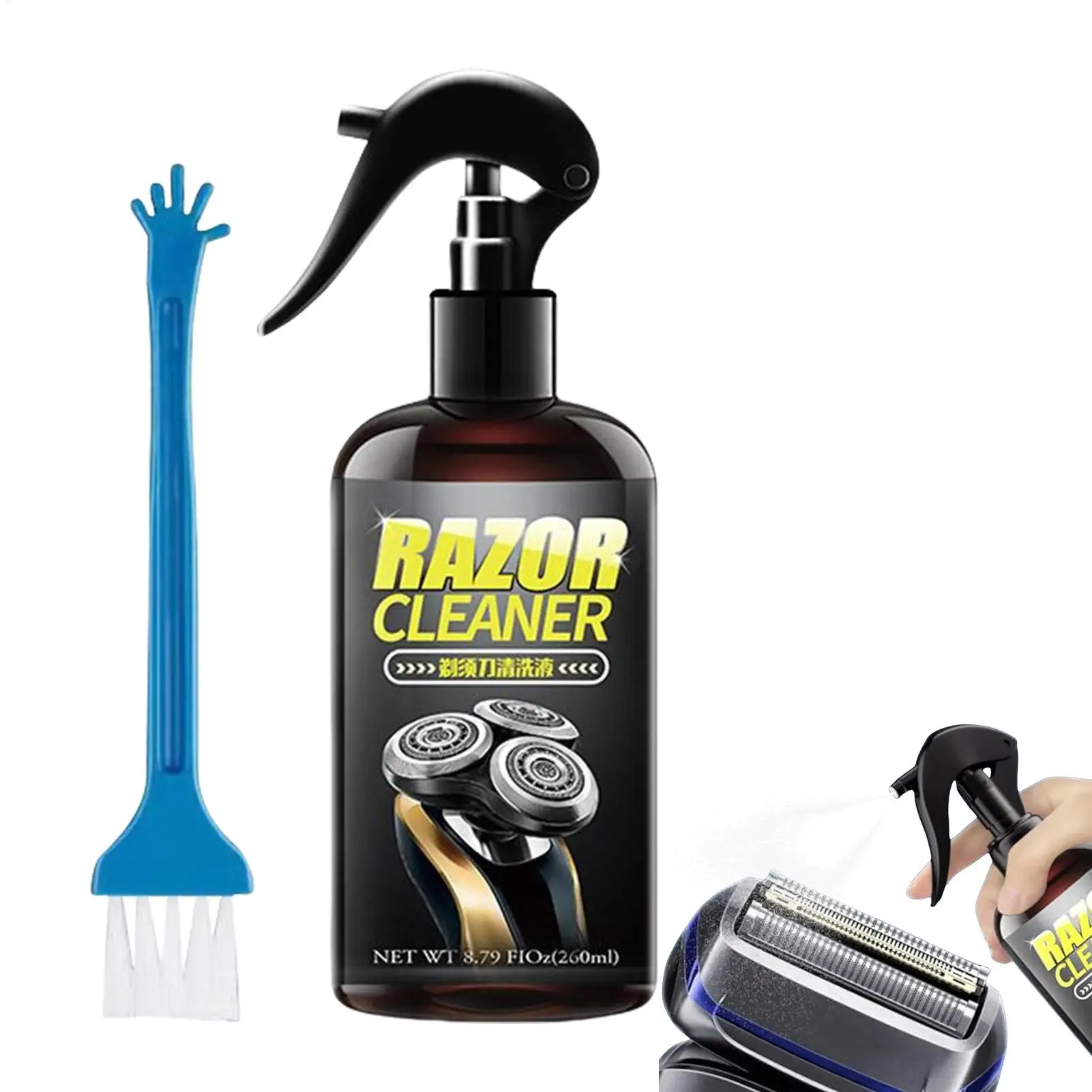 Electric Shaver Cleaning Solution 260ml Odorless Razor Cleaner Spray Non-Greasy Finish Rust Prevention for Home Grooming Tools