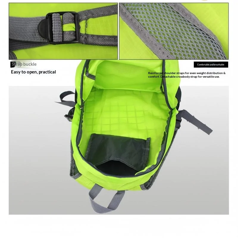 Waterproof Foldable Nylon Backpack Large Capacity Lightweight Portable Outdoor Daypack For Mountaineering Travel Camping Sports