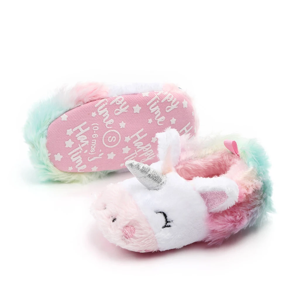 Chaussures d'intérieur chaudes en coton pour bébé, chaussures d'automne et d'hiver pour bébés âgés de 0 à 1 ans (licorne colorée 10.5cm)