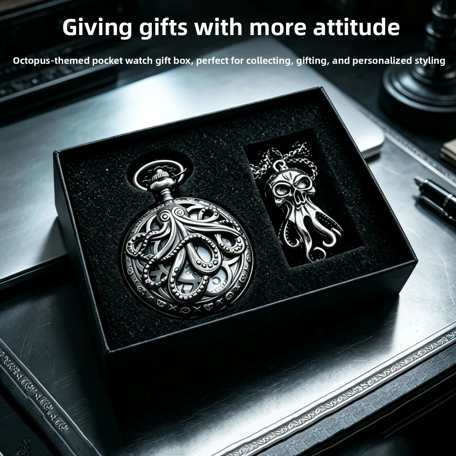 Vintage Octopus Quartz Steampunks Hollow Pocket Watches With Includes Stylish Gift Box Unique Octopus Gift For Watch Lovers