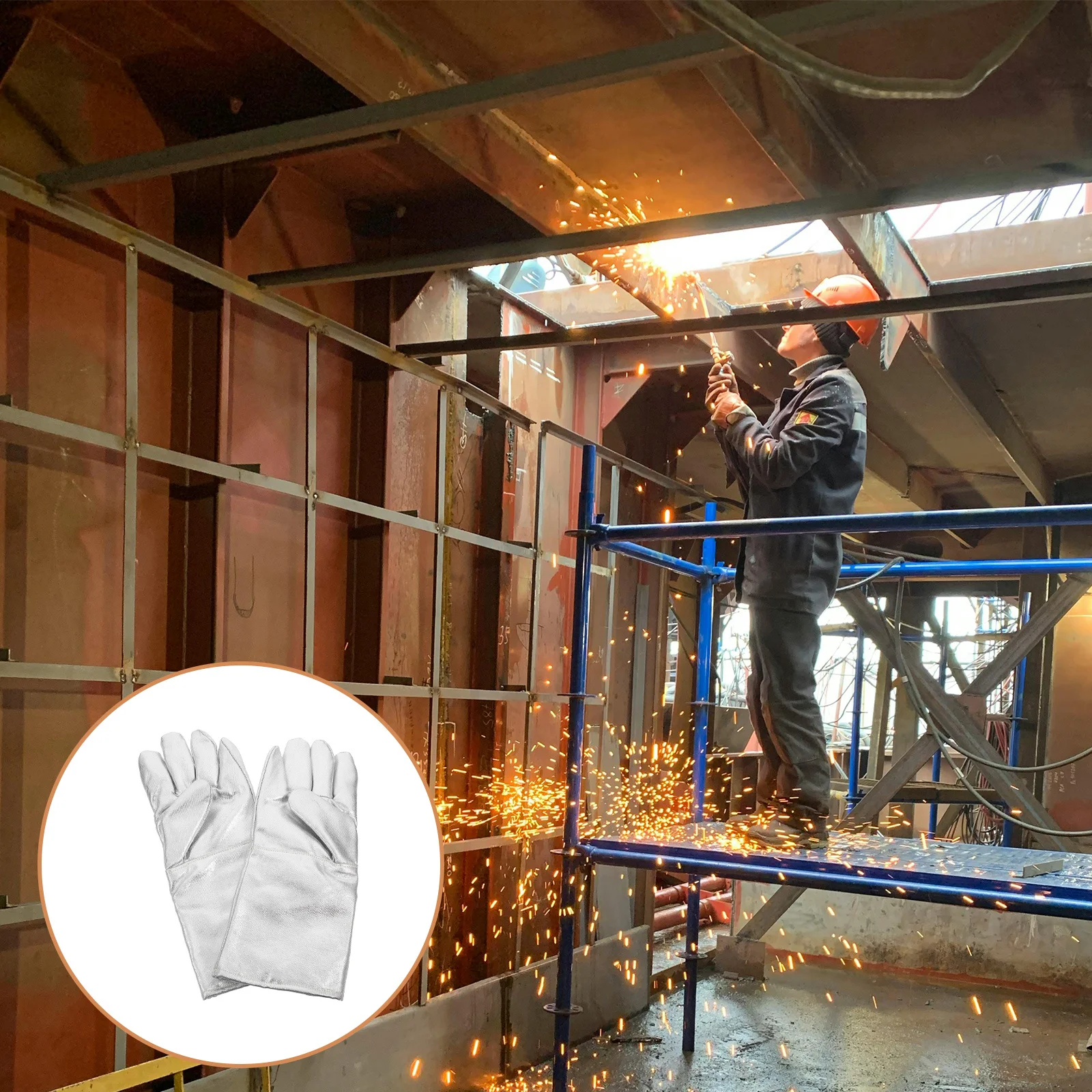 

2pcs Heat Resistant Gloves Fireproof Aluminum Foil Insulated Mittens For High Temperature Welding Metalworking Industrial Use