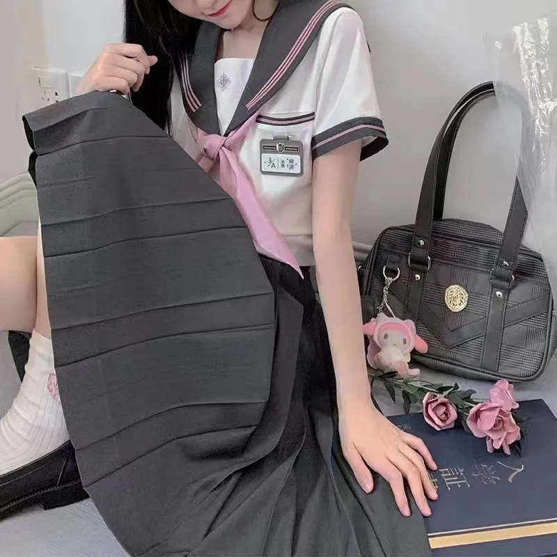 Japanese Original Sailor Uniform Peach Leaf Short Sleeve Sleeve JK Uniform College Style Long Sleeve Pleated Skirt Suit